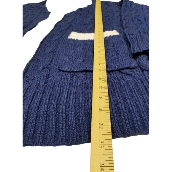LuLaRoe NWT Womens Cable Knit‎ Cardigan Sweater L Blue White Preppy Academia - Picture 7 of 8